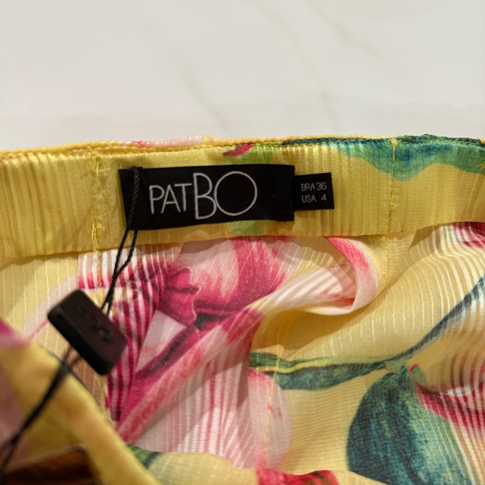 PatBo yellow and pink floral fringe maxi skirt / swim coverup - Picture 4 of 7